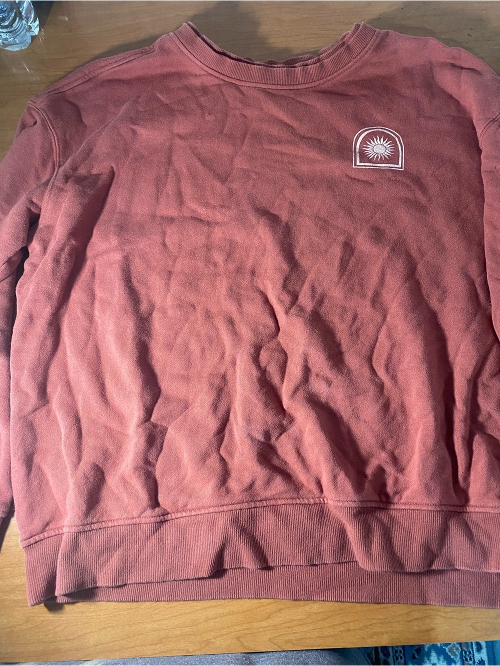 Goodfellow & Co Rust Crewneck Sweatshirt with Sun Patch